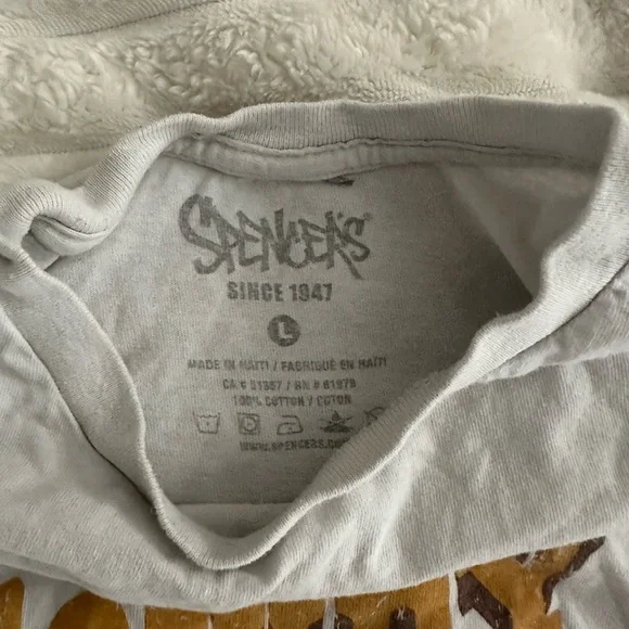 Spencer's White and Brown Short Sleeve Tee with Graphic Design - Picture 2 of 2